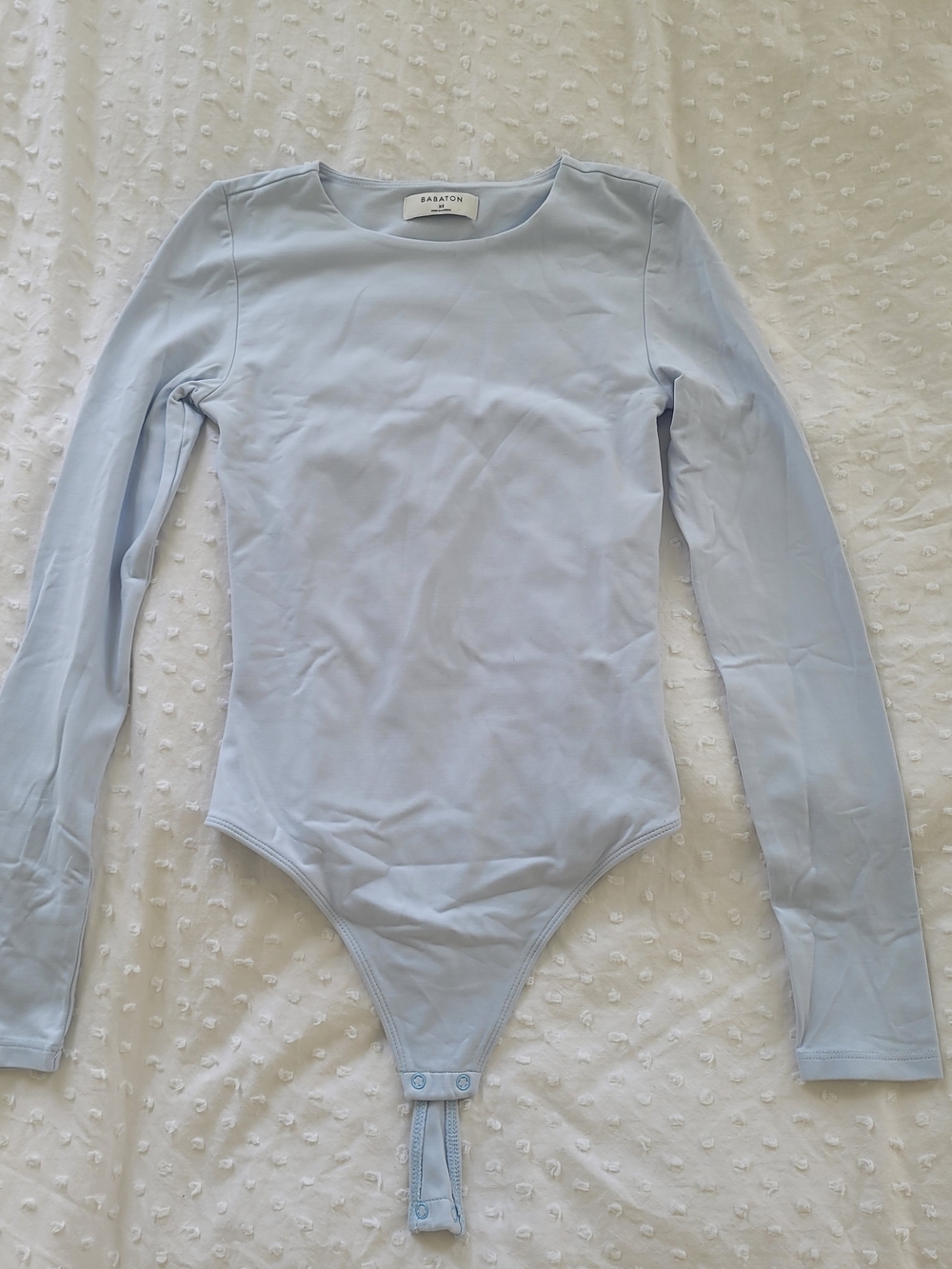 Babaton Light Blue Long-Sleeve Bodysuit